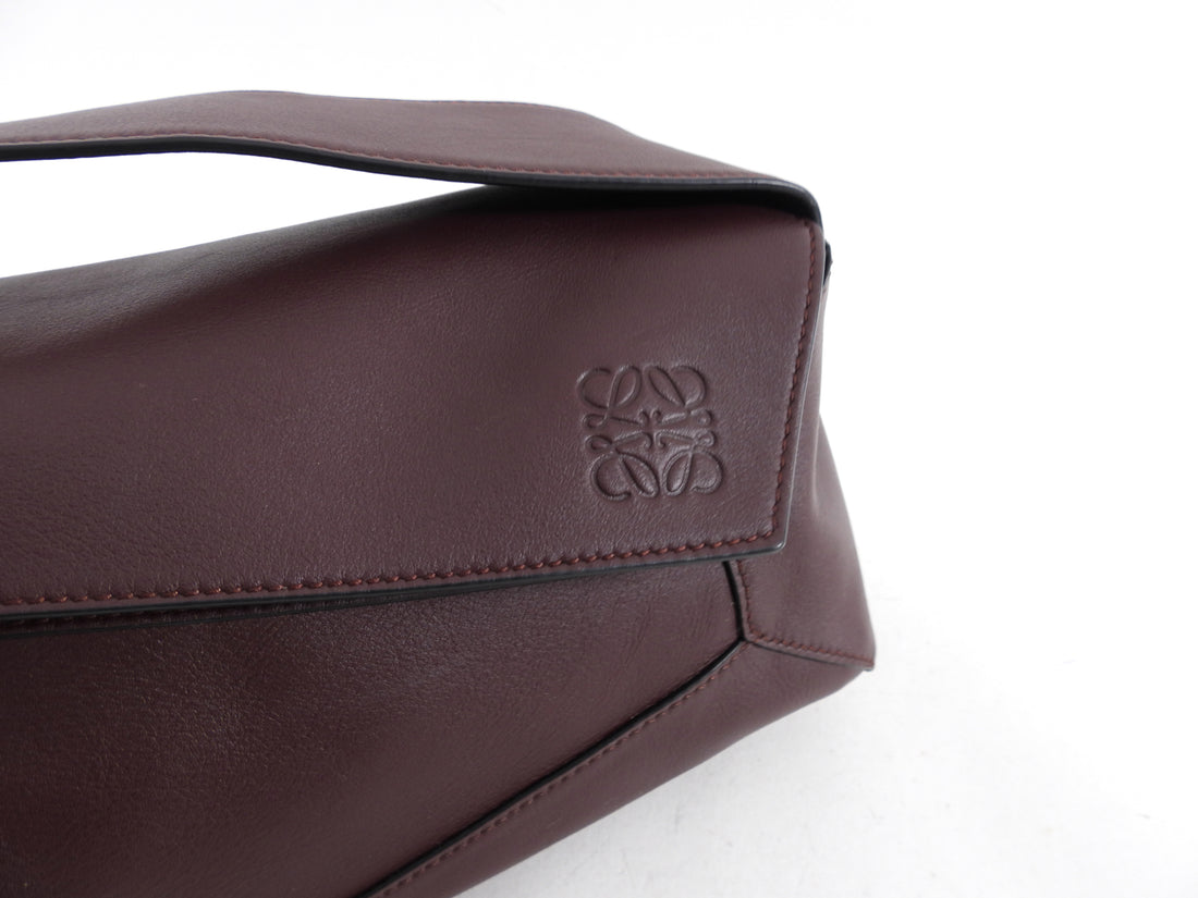 Loewe 2021 Bordeaux Leather Puzzle Shoulder Bag