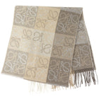 Loewe Taupe Brown Wool And Cashmere Checkerboard Anagram Scarf