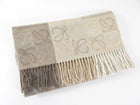 Loewe Taupe Brown Wool And Cashmere Checkerboard Anagram Scarf
