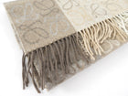 Loewe Taupe Brown Wool And Cashmere Checkerboard Anagram Scarf