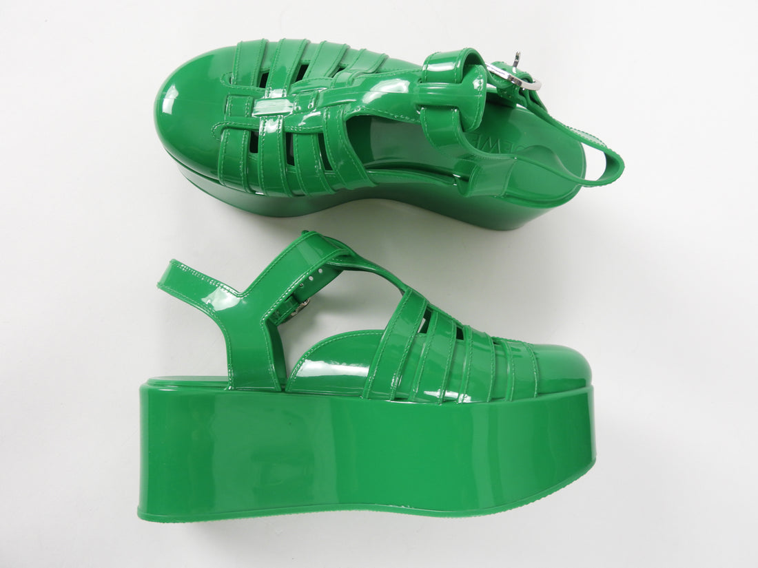 Loewe Green Rubber Logo Platform Fisherman Sandals - 37 / 7