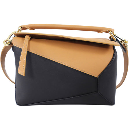 Loewe Black and Tan Leather Small Puzzle Edge Bag