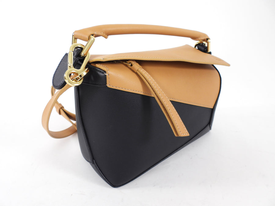 Loewe Black and Tan Leather Small Puzzle Edge Bag
