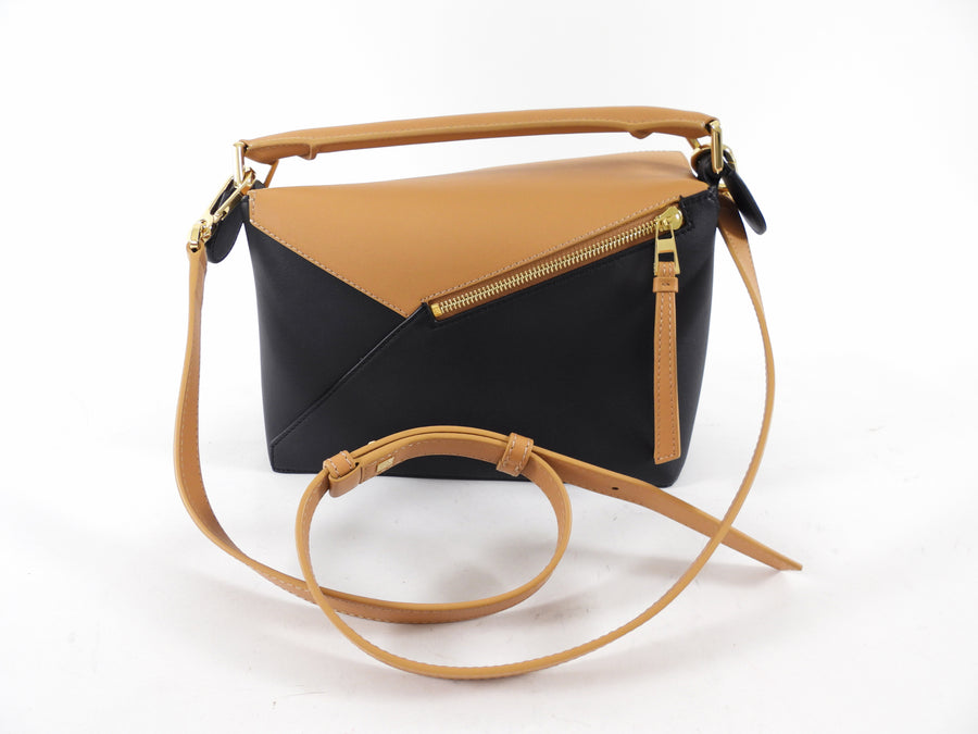 Loewe Black and Tan Leather Small Puzzle Edge Bag