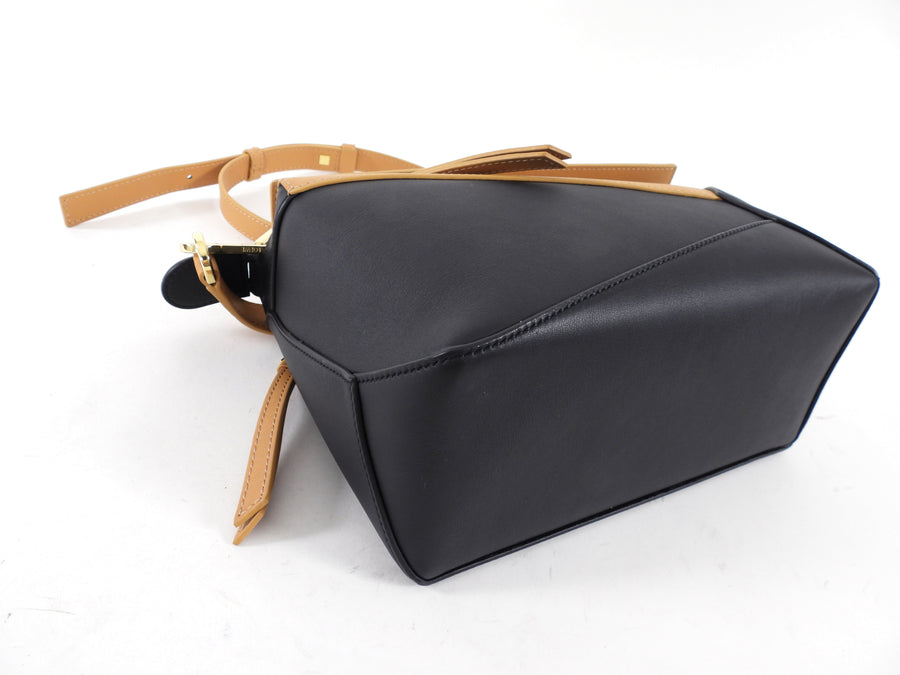 Loewe Black and Tan Leather Small Puzzle Edge Bag