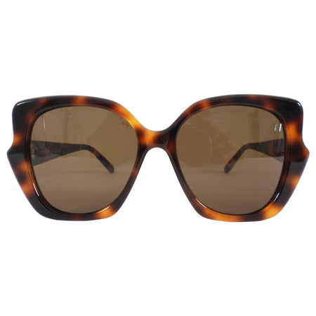 Loewe Oversized Brown Faux Tortoise Round Cat-Eye Sunglasses
