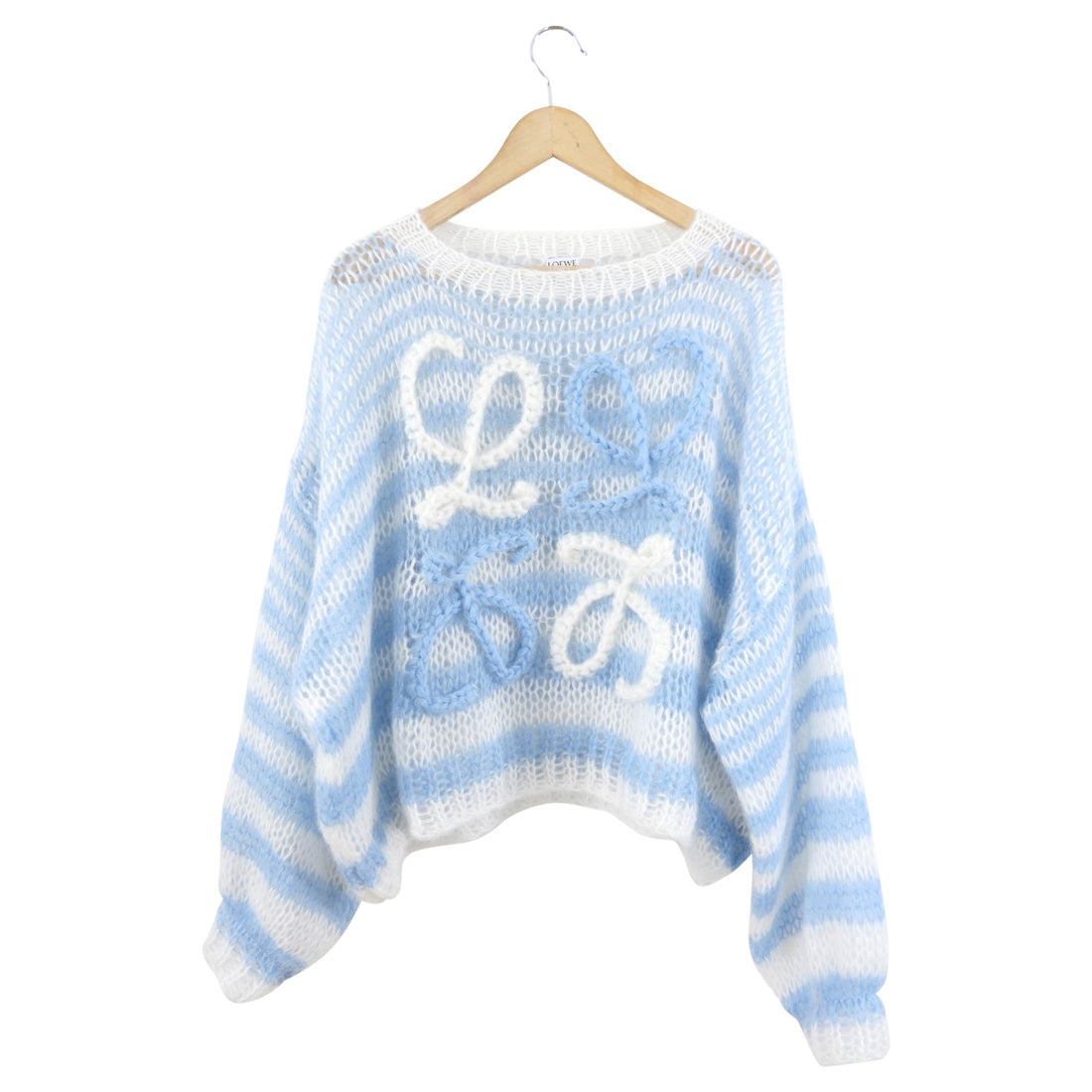Loewe Mohair 2023 Blue and White Anagram Sweater - L