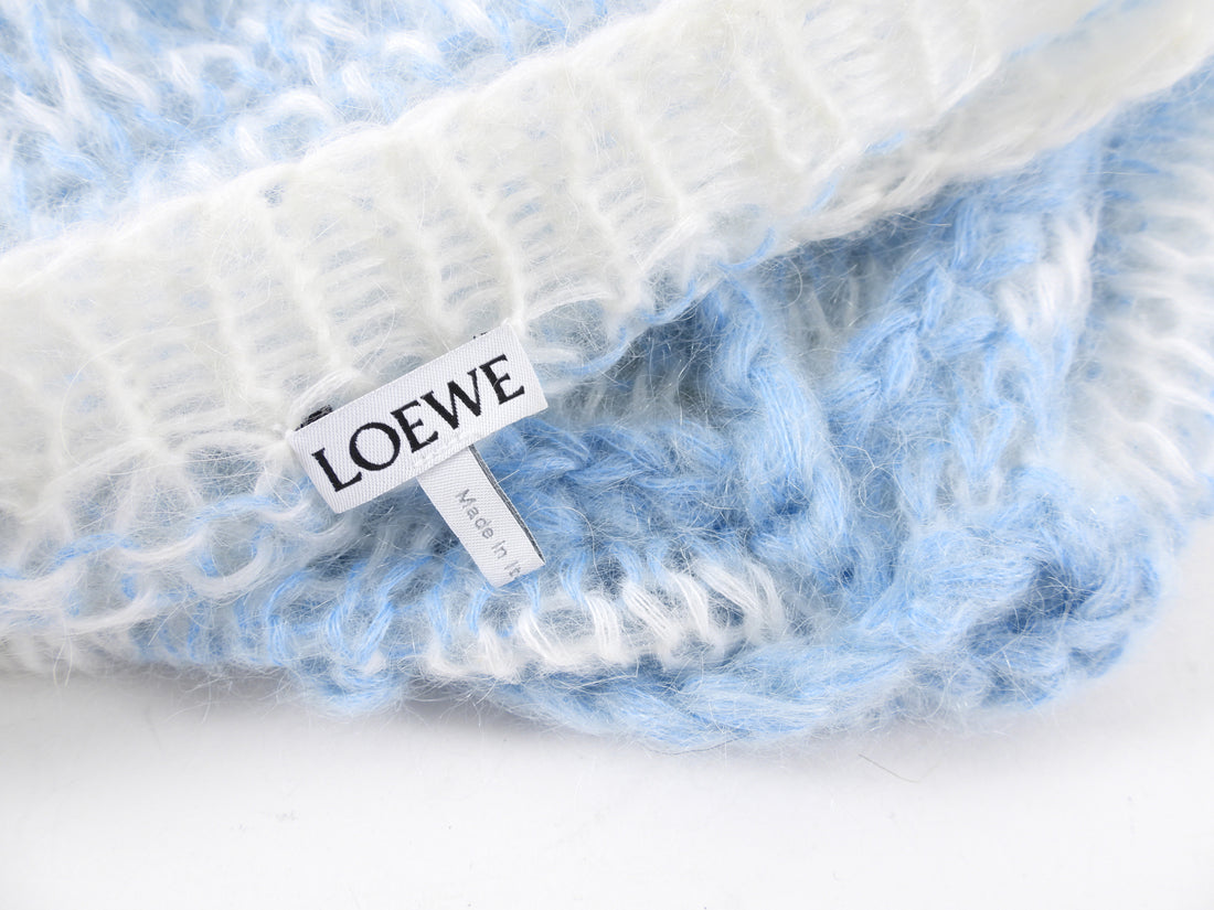 Loewe Mohair 2023 Blue and White Anagram Sweater - L