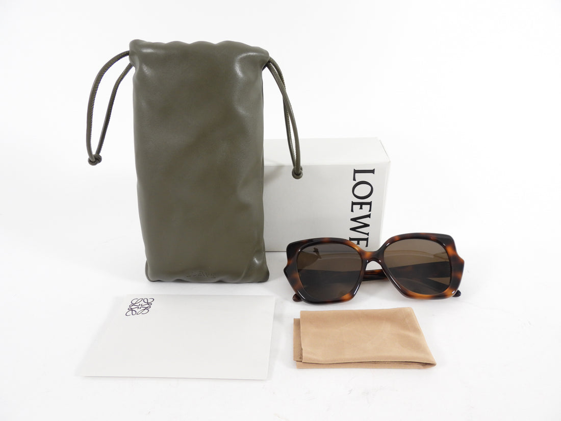 Loewe Oversized Brown Faux Tortoise Round Cat-Eye Sunglasses