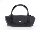 Longchamp Black Leather Folding Travel Tote Bag