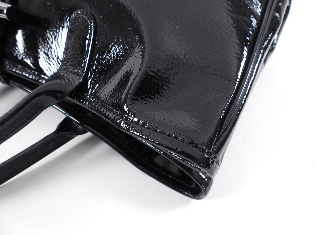 Longchamp Black Patent Leather Tote Bag