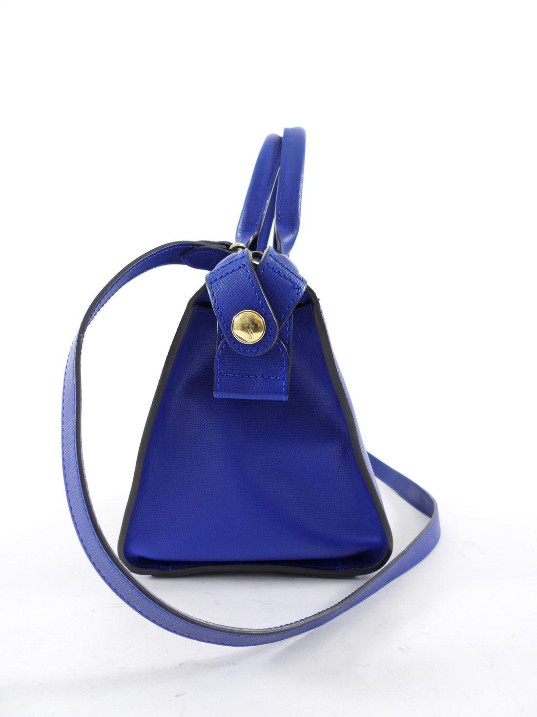 Longchamp Cobalt Blue Le Pliage Heritage Leather Two Way Bag