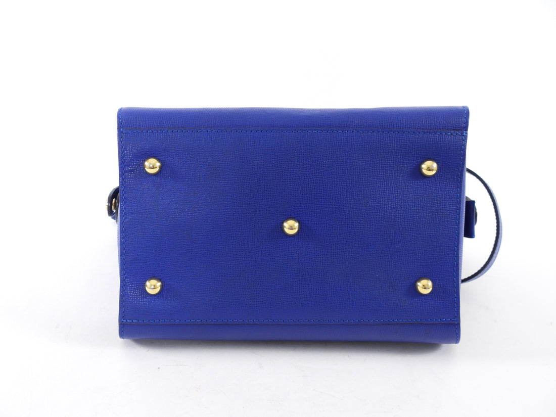 Longchamp Cobalt Blue Le Pliage Heritage Leather Two Way Bag