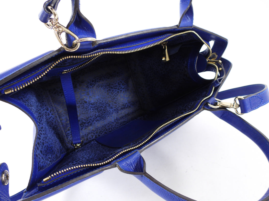 Longchamp Cobalt Blue Le Pliage Heritage Leather Two Way Bag