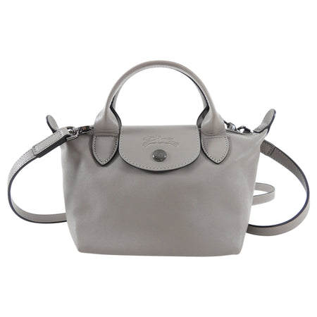 Longchamp Le Pliage Grey Leather Xtra XS Crossbody Bag