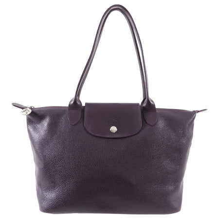 Longchamp Le Pliage Leather Dark Purple Bag