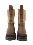 Loro Piana Taupe Leather Cashmere Combo Regent Ankle Boots - 37