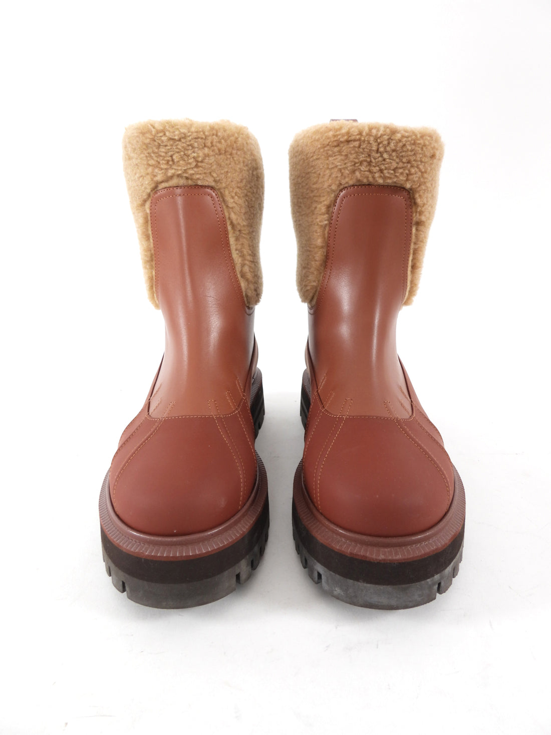 Loro Piana Brown Shearling Regent Duck Boot - 37