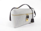 Loro Piana Extra L27 Grey Cashmere and Dark Brown Leather Zip Bag