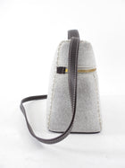 Loro Piana Extra L27 Grey Cashmere and Dark Brown Leather Zip Bag
