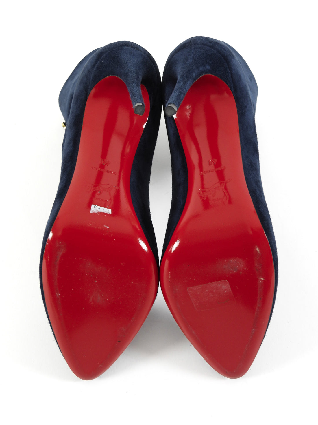 Louboutin Navy Frenchissima Suede Heels Ankle Boot - 40