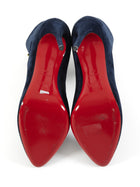 Louboutin Navy Frenchissima Suede Heels Ankle Boot - 40