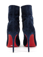 Louboutin Navy Frenchissima Suede Heels Ankle Boot - 40