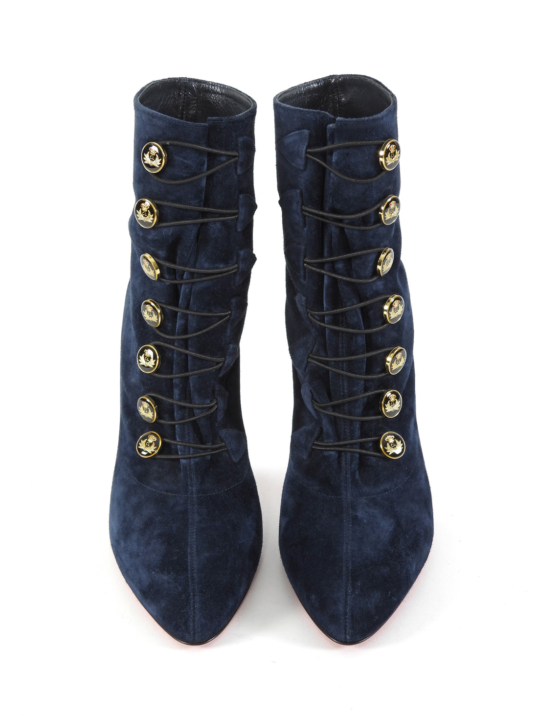 Louboutin Navy Frenchissima Suede Heels Ankle Boot - 40