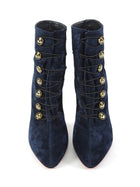 Louboutin Navy Frenchissima Suede Heels Ankle Boot - 40