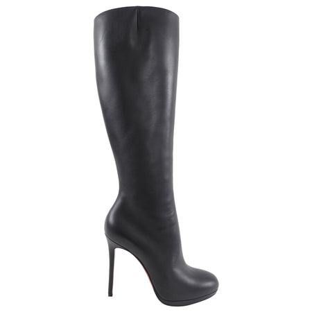 Christian Louboutin Black Leather Knee High Heeled Boots - 41 / 10