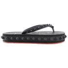 Christian Louboutin Black Flat Stud Rubber Thong Flip Flops - 37