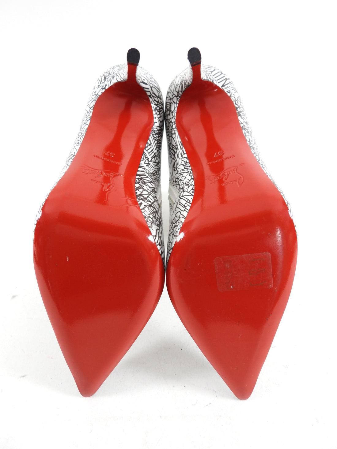 Christian Louboutin Graffiti Scribble White Leather So Kate Ankle Boot Christian Louboutin Graffiti Scribble White Leather So Kate Ankle Boot