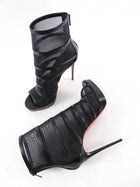 Christian Louboutin Black Leather and Mesh Doux Voile 120 Booties - 38