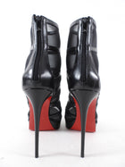 Christian Louboutin Black Leather and Mesh Doux Voile 120 Booties - 38