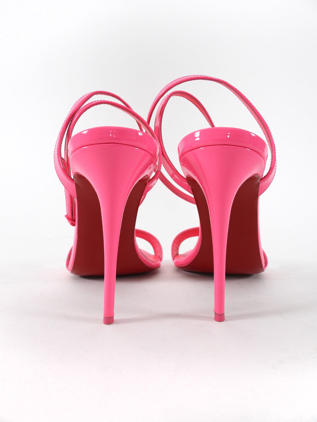 Christian Louboutin Hot Neon Pink Patent Ankle Strap Heels - 37.5