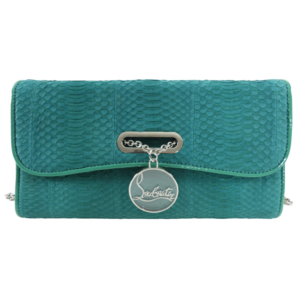 Christian Louboutin Green Exotic Riviera Clutch Bag