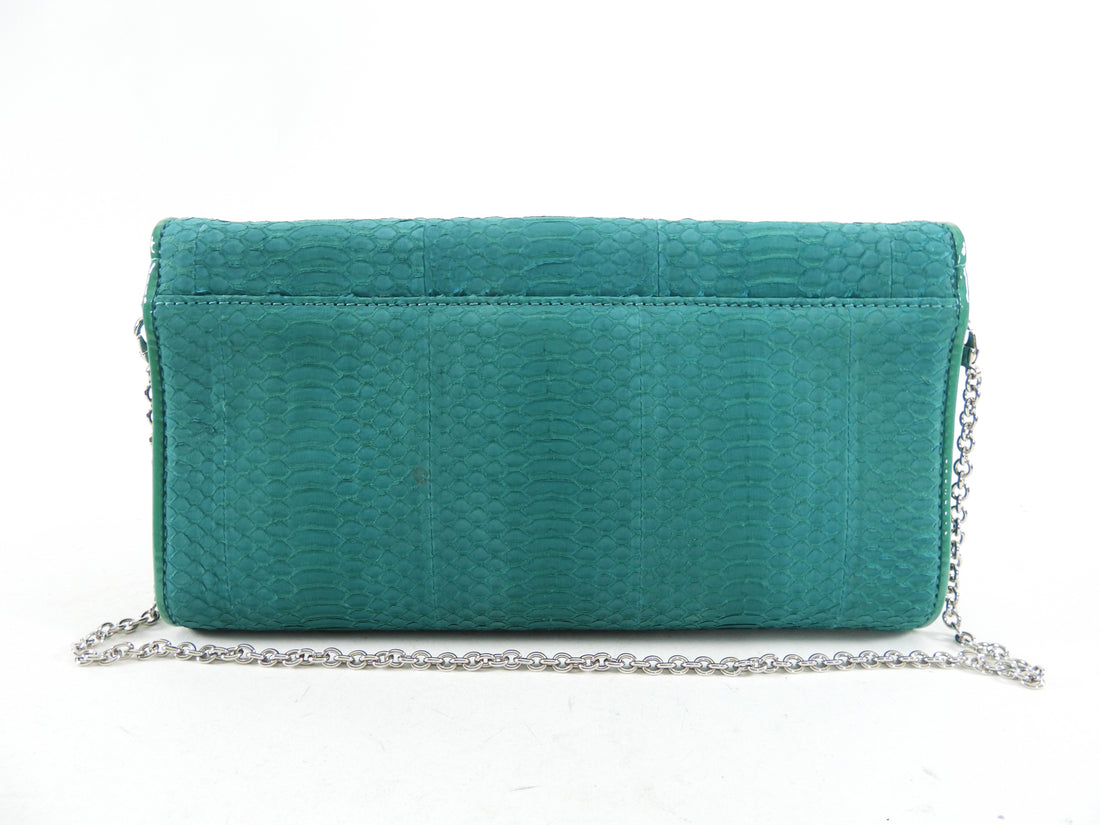 Christian Louboutin Green Exotic Riviera Clutch Bag