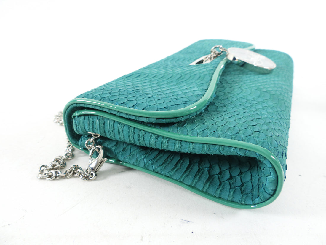 Christian Louboutin Green Exotic Riviera Clutch Bag