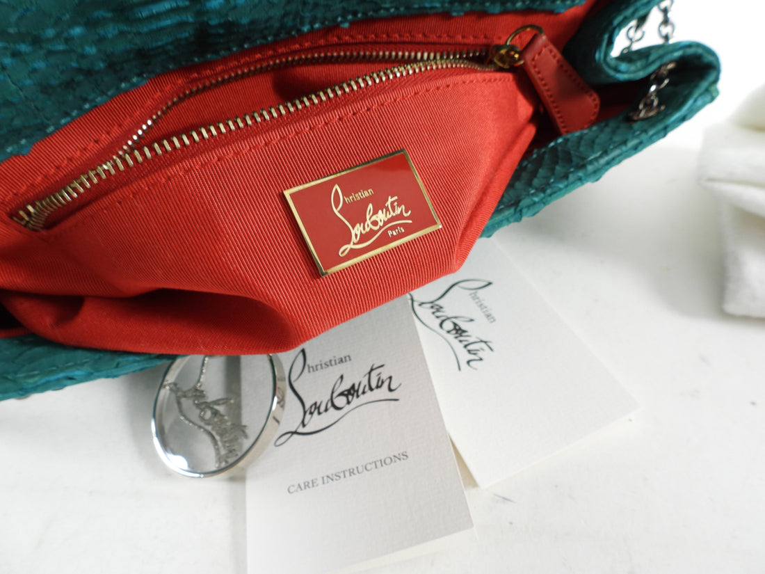 Christian Louboutin Green Exotic Riviera Clutch Bag