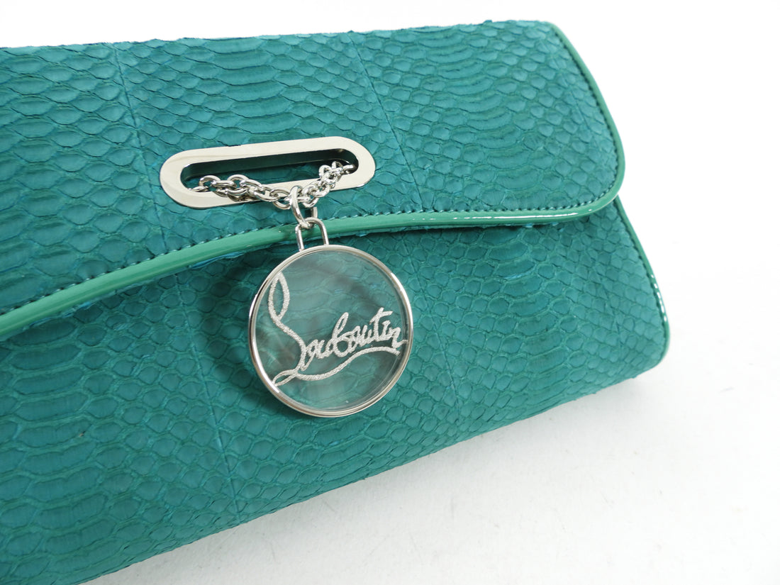 Christian Louboutin Green Exotic Riviera Clutch Bag