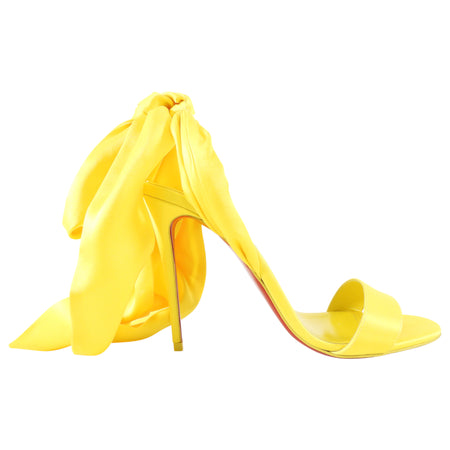 Christian Louboutin Sandale du Desert 100 Yellow Silk Wrap Heels - 37.5