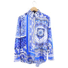 Louis Vuitton Blue and White Silk Bandana Print Button Down Shirt - 36