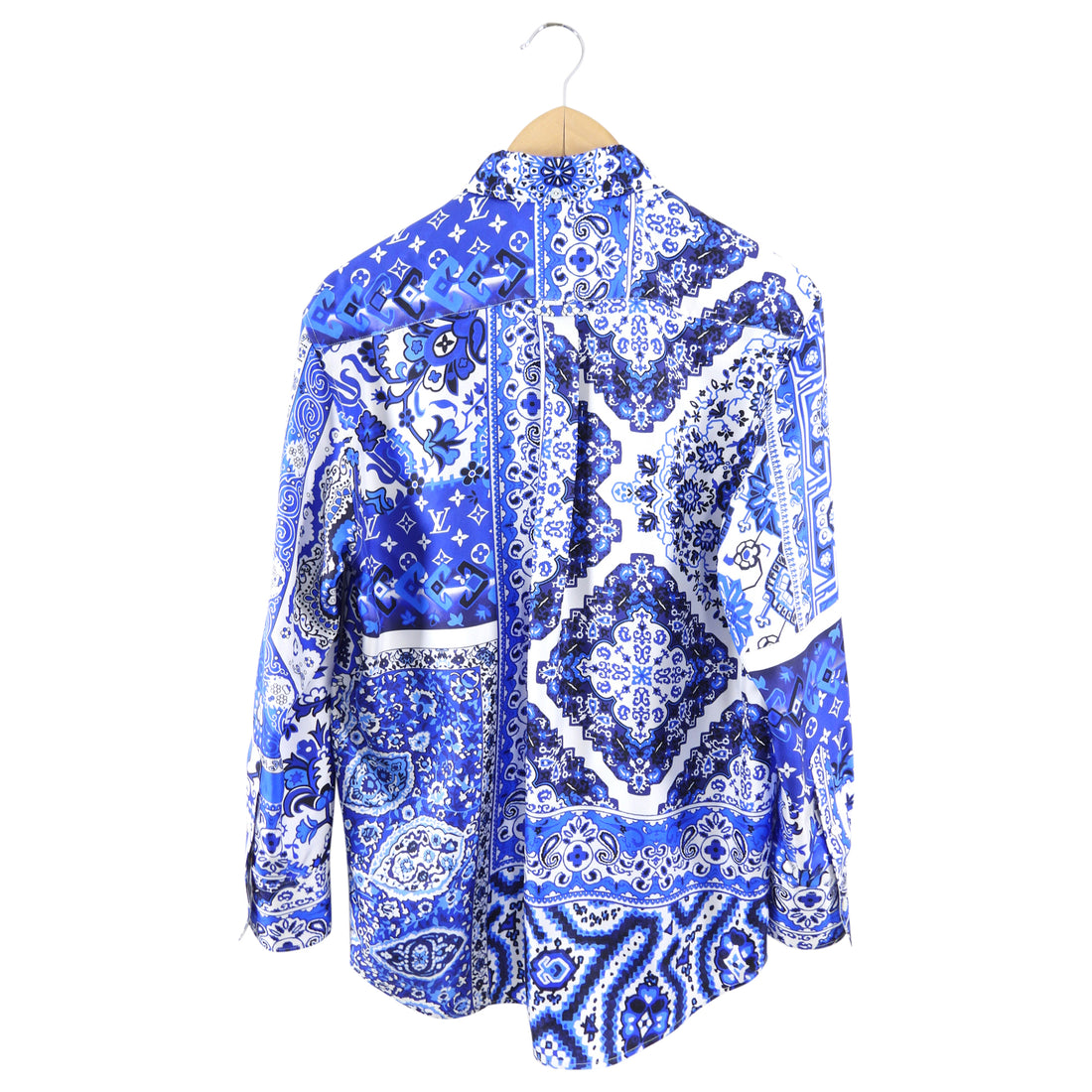 Louis Vuitton Blue and White Silk Bandana Print Button Down Shirt - 36