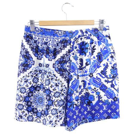 Louis Vuitton Blue and White Silk Twill Bandana Print Shorts - 38