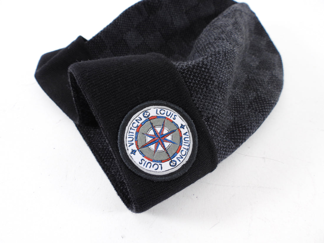 Louis Vuitton Damier Black and Grey Knit Beenie Hat