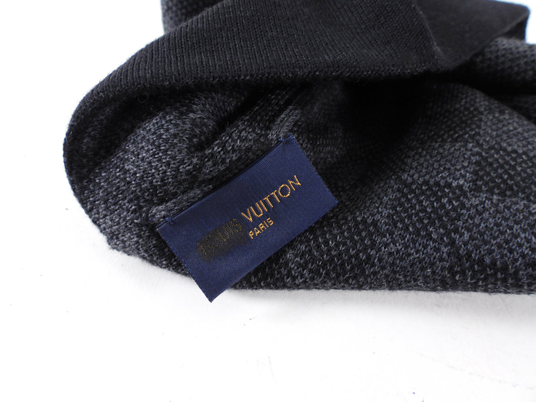 Louis Vuitton Damier Black and Grey Knit Beenie Hat