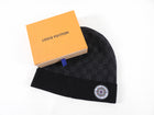 Louis Vuitton Damier Black and Grey Knit Beenie Hat