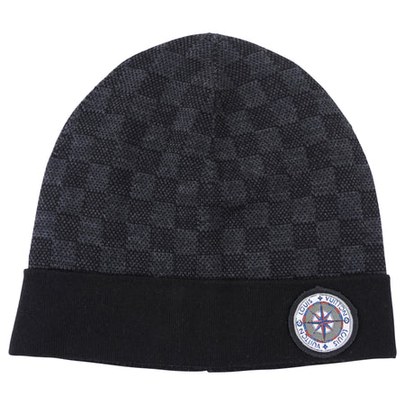 Louis Vuitton Damier Black and Grey Knit Beenie Hat