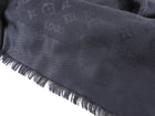 LV Black Monogram Silk / Wool Large Shawl Scarf