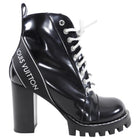 Louis Vuitton Black and White Leather Lace Up Logo boot - 37